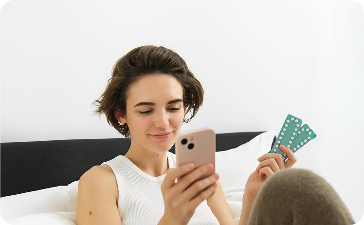 A patient securely sharing a health card through her phone